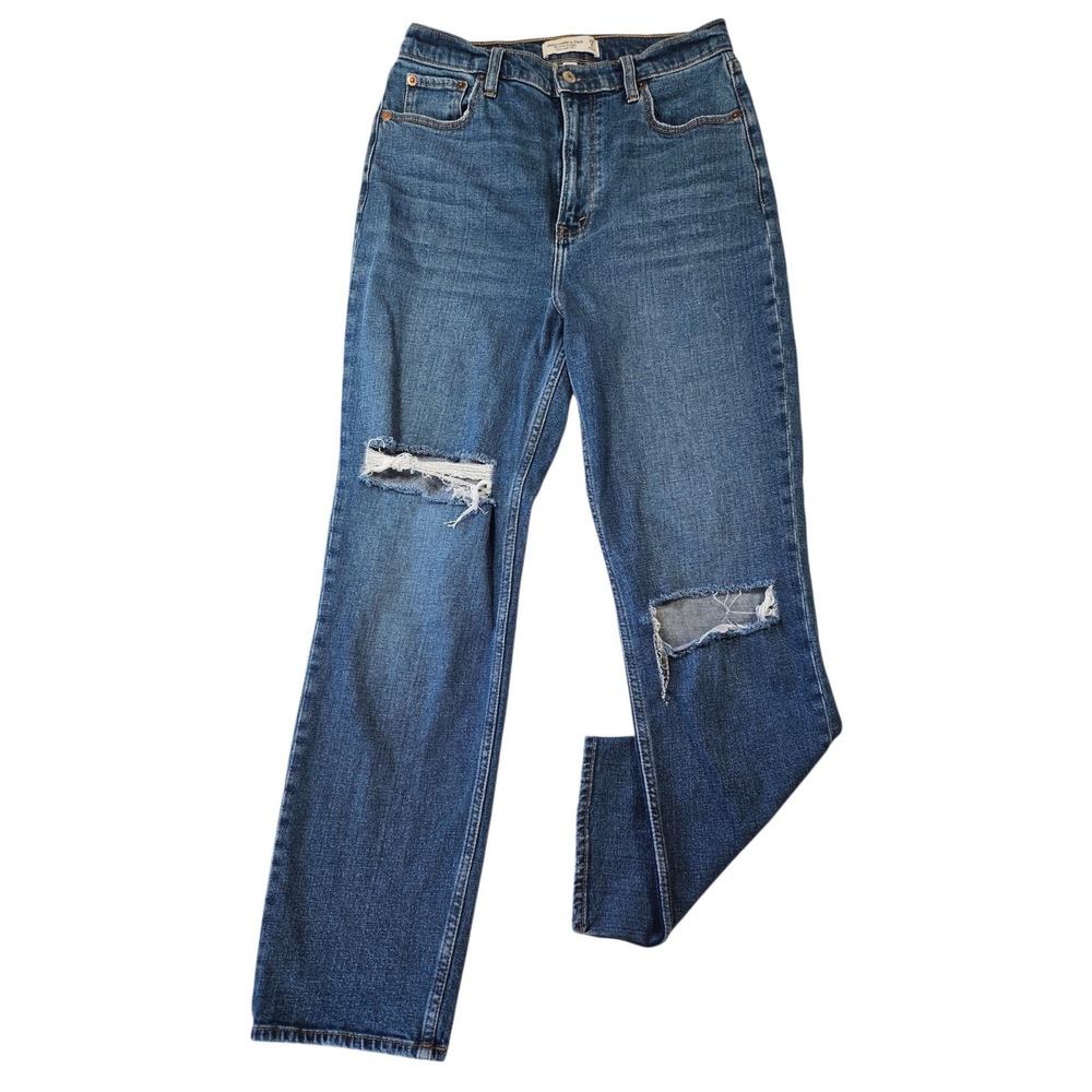 Abercrombie Curve Love Ultra High Rise Ankle Straight Distressed Jeans 29 Tall